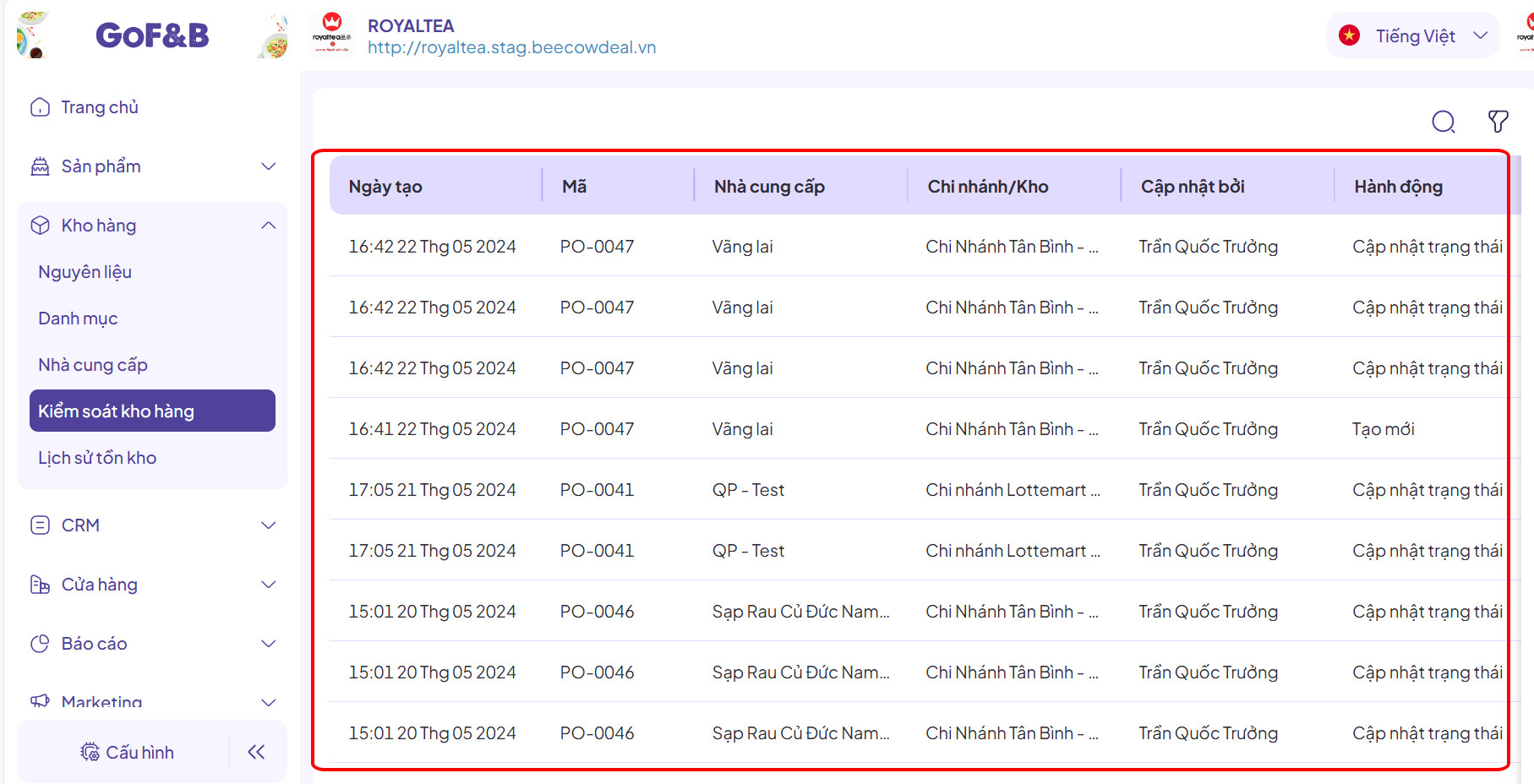 Cập nhật GoF&B 3.4